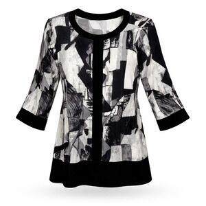IC Collection Womens XL Abstract Geometric Print 3/4 Sleeve Tunic Top USA